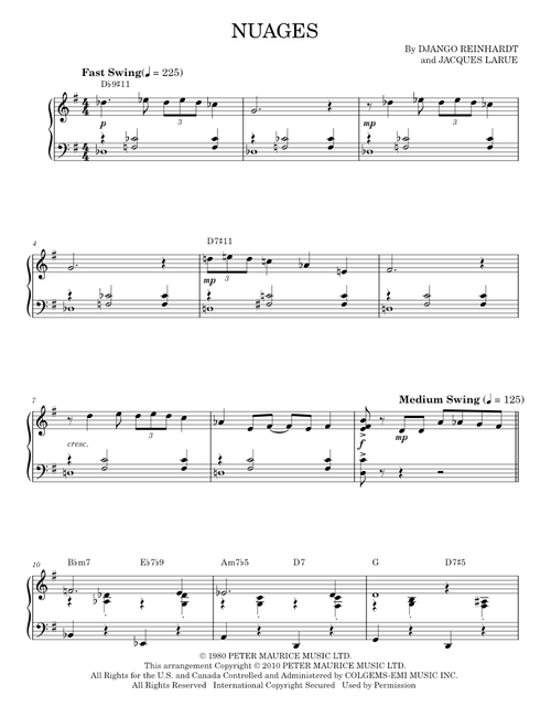 Nuages - Django Reinhardt (Piano Solo)
