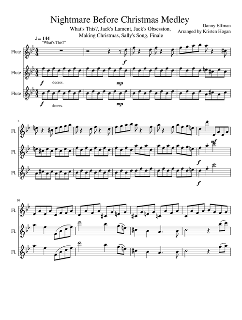 The Nightmare Before Christmas Medley for Flute Trio