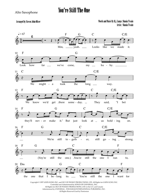 You're Still The One (Arr. Steven John Oliver) - Shania Twain (Alto Sax Solo)