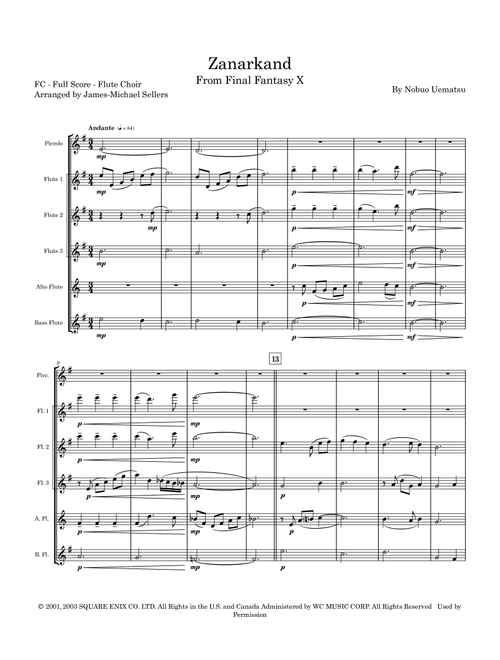 Zanarkand (Arr. James-Michael Sellers) - Nobuo Uematsu (Woodwind Ensemble)