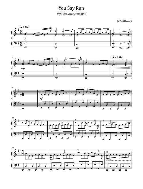 You Say Run (Arr. poon) - Hayashi Yuki (Piano Solo)