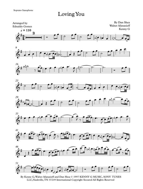 Loving You (Arr. Ednaldo Gomes) - Kenny G (Soprano Sax Solo)