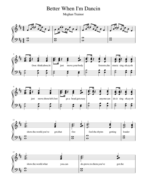 Better When I'm Dancin piano