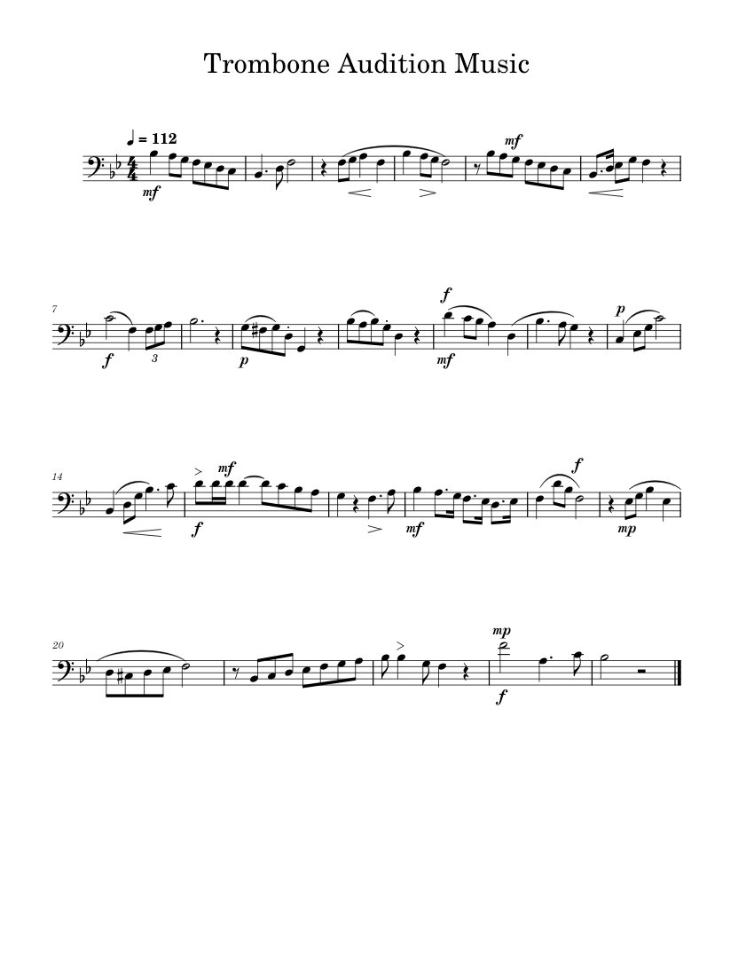 Trombone_Audition_Music Sheet music for Trombone (Solo)