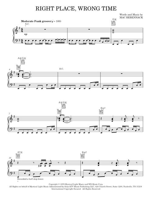 Right place wrong time - Dr. John (Piano-Vocal-Guitar)