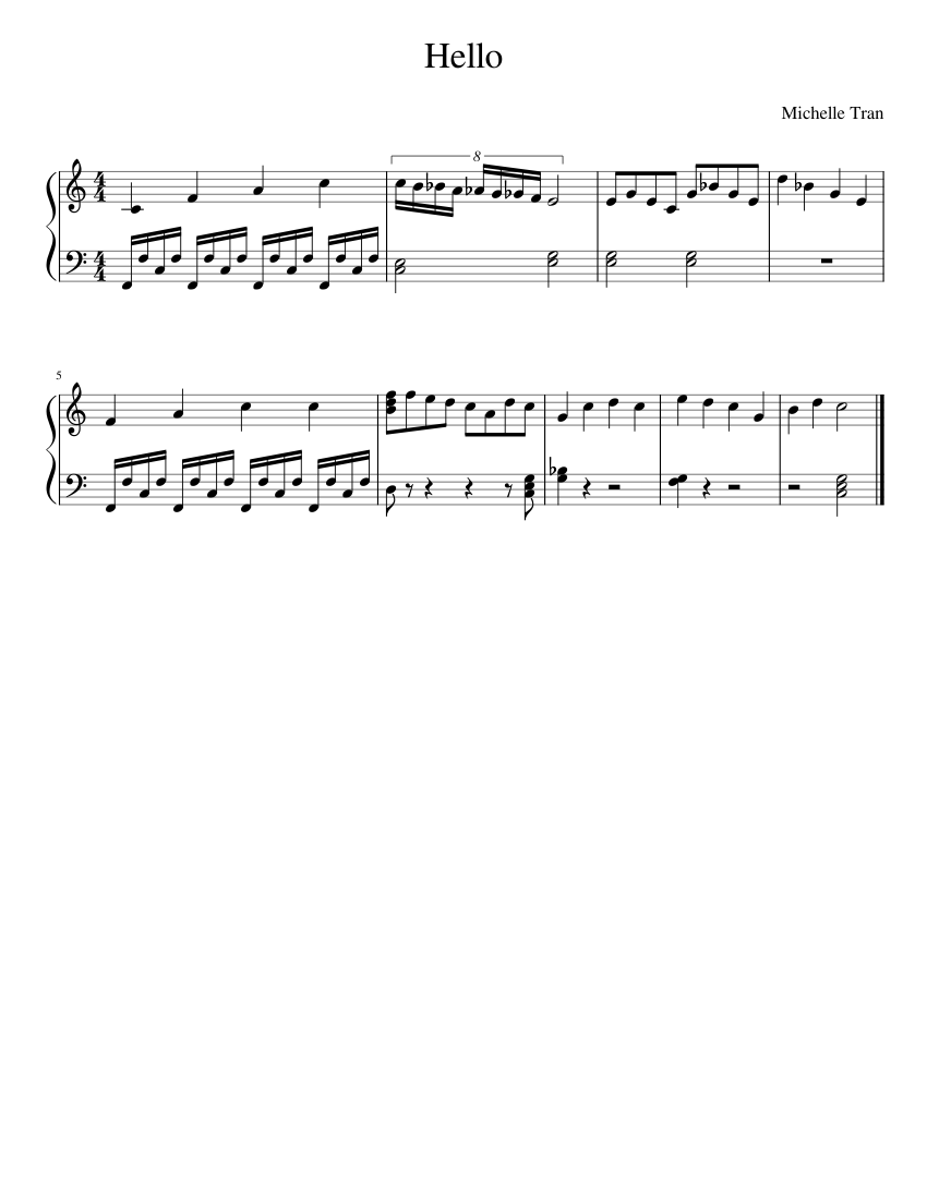 Hello Sheet music for Piano (Solo) Easy | Musescore.com