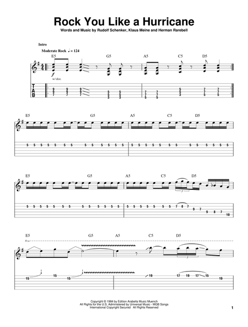 Rock You Like A Hurricane - Scorpions (Guitar Tab Play-Along)