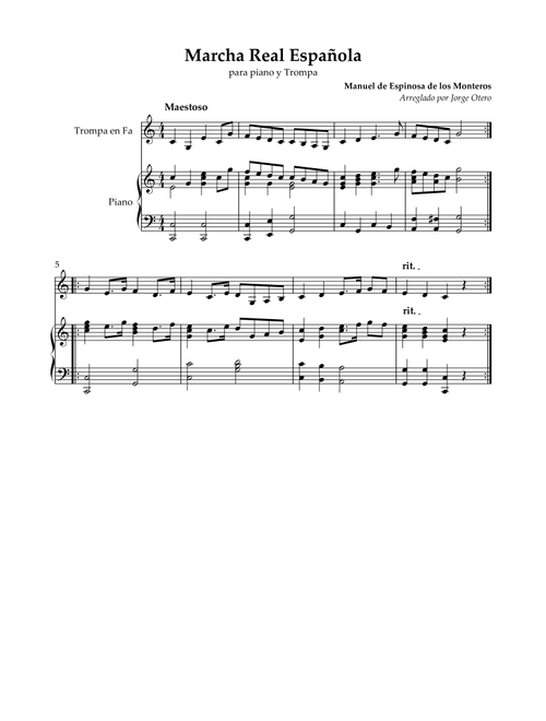 Himno de España (Marcha Real) (Arr. Jorge Otero) - Manuel de Espinosa de los Monteros (French Horn and Piano)