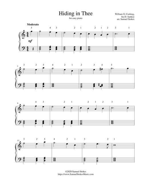 Hiding in Thee - for easy piano (Arr. Samuel Stokes) - William O. Cushing, Ira D. Sankey (Easy Piano)