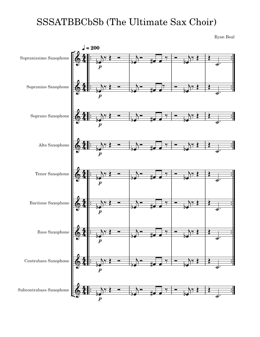 SSSATBBCbSb (The Ultimate Sax Choir) Sheet music for Saxophone alto