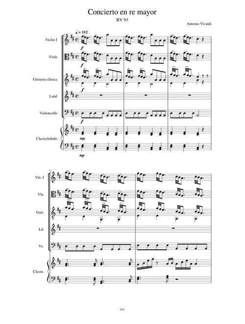Chamber Concerto in D major, RV 93 – Antonio Vivaldi