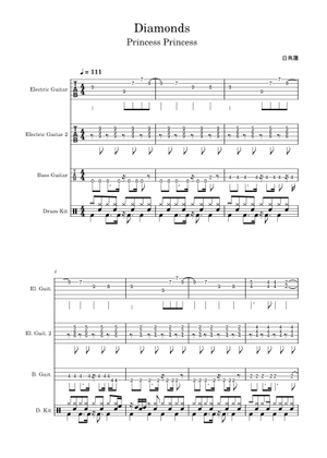 DIAMONDS - プリンセスプリンセス Sheet Music for Piano (Mixed