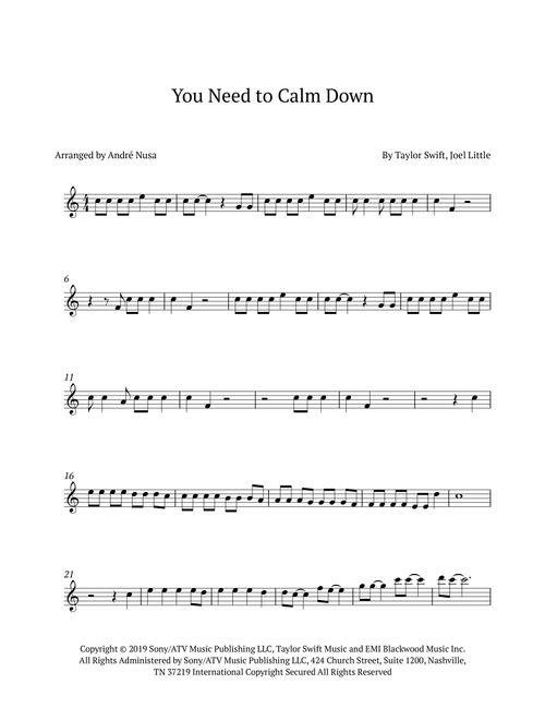 You Need To Calm Down (Arr. André Nusa) - Taylor Swift (Flute Solo)