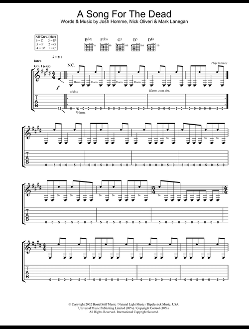 A Song For The Dead - Queens Of The Stone Age (Guitar Tab)