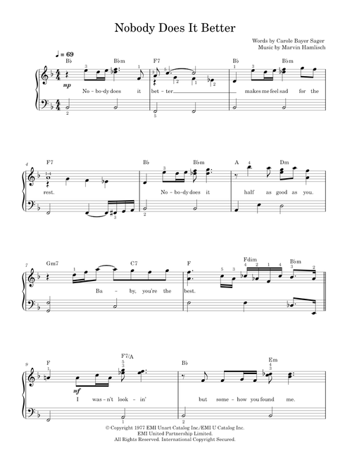 Nobody Does It Better - Carly Simon (Piano-Vocal-Guitar (Piano Accompaniment))