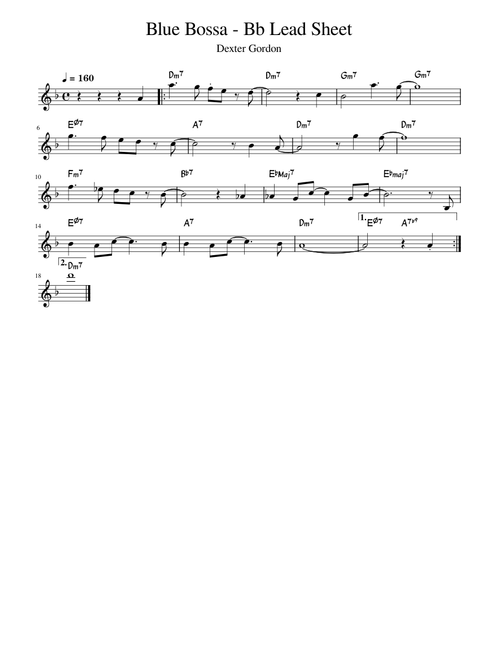 Blue bossa – Dexter Gordon - Bb Lead Sheet
