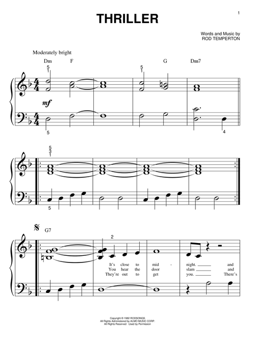 Thriller - Michael Jackson (Big Note Piano)
