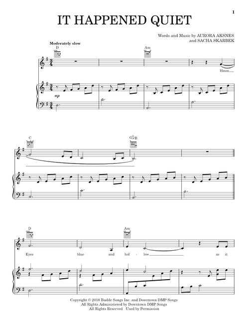 It Happened Quiet - Aurora (Piano-Vocal-Guitar)