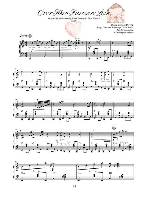 Can't Help Falling In Love (Arr. Kateryna Sushko | KS Music Shop) - Elvis Presley (Instrumental Solo)