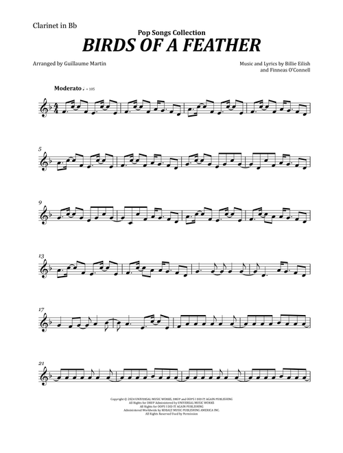 Birds Of A Feather (Arr. Guillaume Martin) - Billie Eilish (Clarinet Solo)