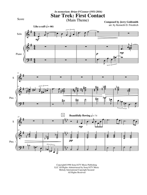 Star Trek(r) First Contact (Arr. Kenneth D. Friedrich) - Jerry Goldsmith (Violin and Piano)