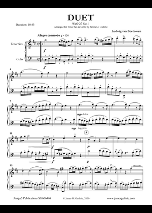 Play Official version of Three Duets WoO 27 Sheet Music by Ludwig