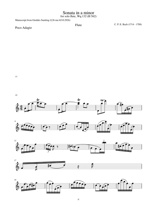 Flute Sonata in A minor, H.562 – Carl Philipp Emanuel Bach