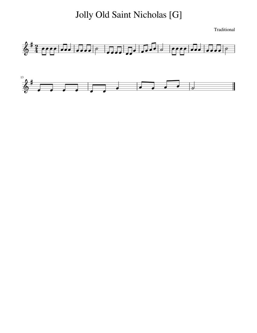 Traditional music - Jolly Old Saint Nicholas Sheet music for Piano ...