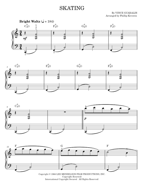 Skating - Vince Guaraldi (Easy Piano)