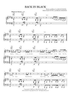 Back in Black Sheet Music and Tab for Guitar (Solo Back in Black Sheet Music and Tab for Guitar (Solo