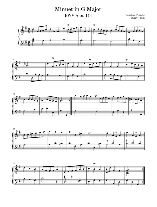 Minuet in G Major - Petzold