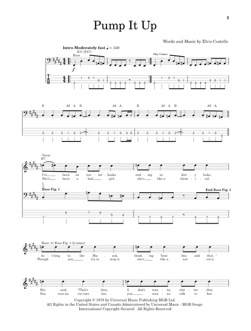 Pump It Up - Elvis Costello (School of Rock - Bass Guitar)
