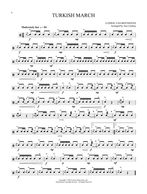 Turkish March (arr. Ann Lindsay) (Arr. Ann Lindsay (arr.)) - Ludwig Van Beethoven (Snare Drum Solo)
