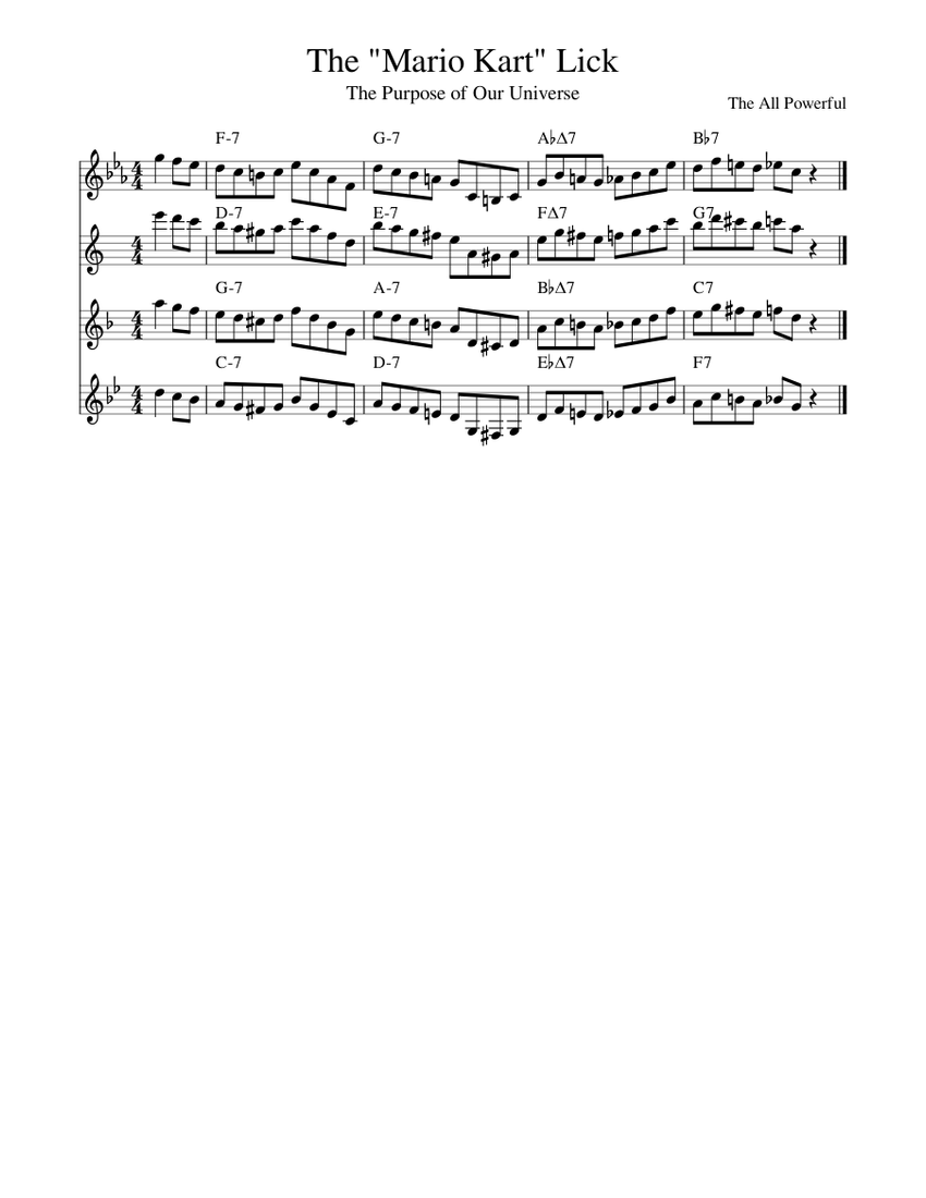 The "Mario Kart" Lick Sheet music for Piano, Saxophone alto, Saxophone