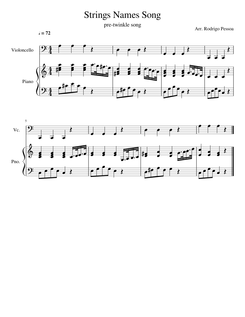 Strings Names Song Sheet Music for Piano, Cello (Solo) | MuseScore.com