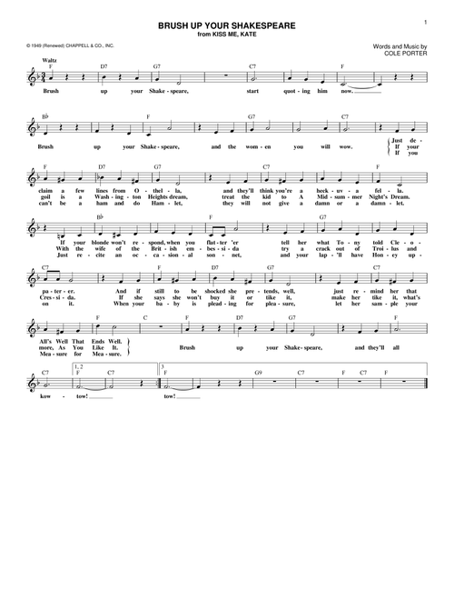 Brush Up Your Shakespeare (from Kiss Me, Kate) - Cole Porter (Lead Sheet - Fake Book)