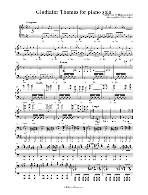 Gladiator Themes for piano solo