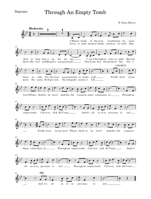 Through An Empty Tomb by W. Elmo Mercer- Soprano