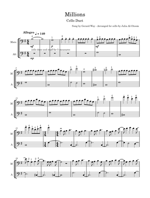 Millions – Gerard Way - Cello Duet