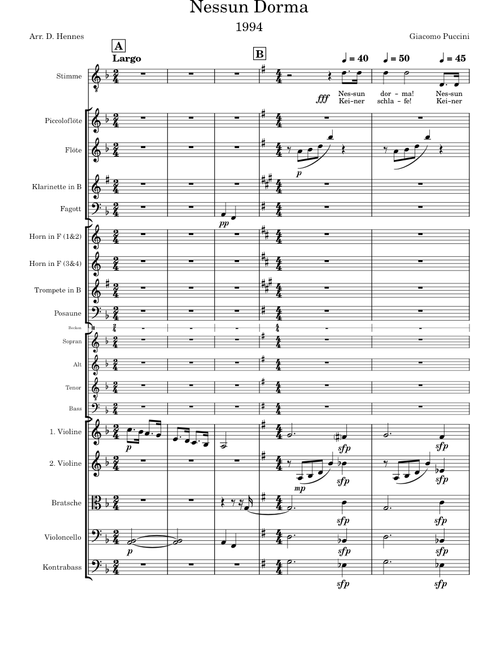 Nessun Dorma From The Opera Turandot – Giacomo Puccini