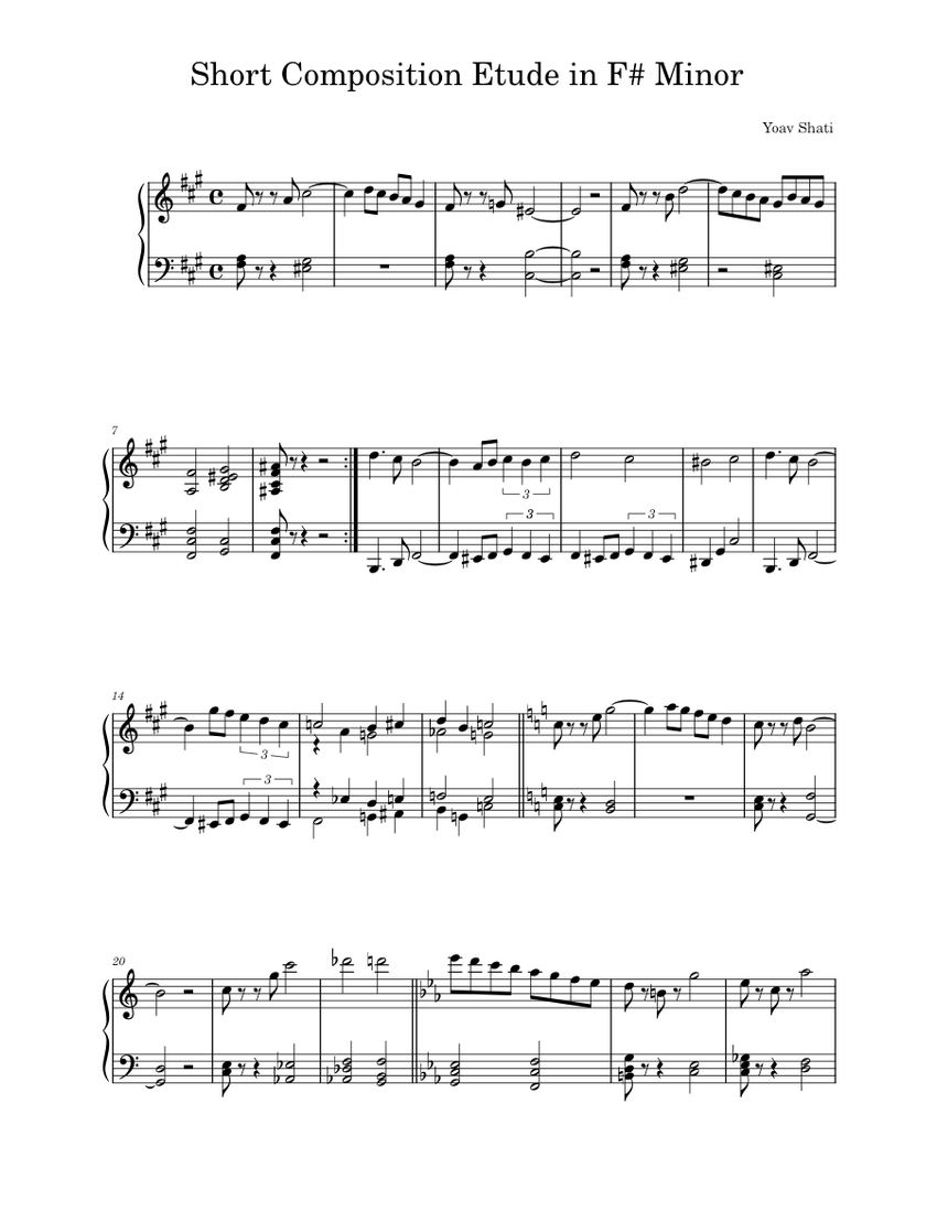 Short Composition Etude in F# Minor Sheet music for Piano (Solo) Easy ...