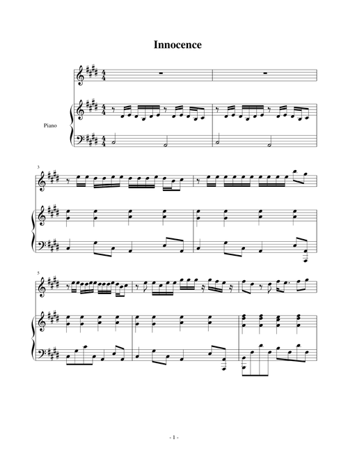 Innocence (Arr. Avril Lavigne) (Piano Vocal)