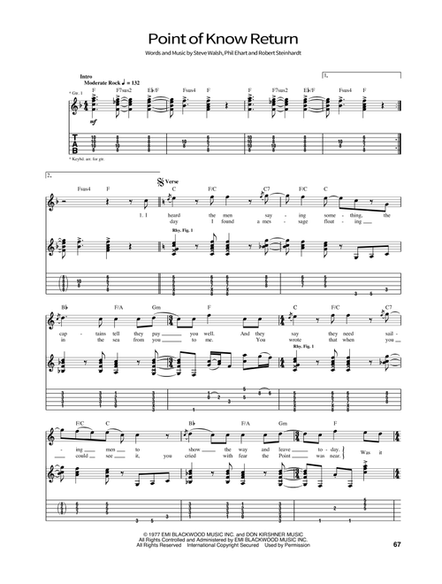 Point Of Know Return - Kansas (School of Rock - Guitar Tab)
