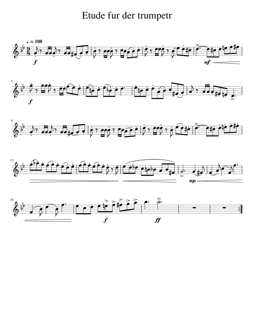 Etude Sheet music for Trumpet in b-flat (Solo) | Musescore.com