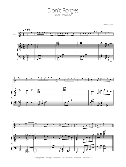 Don't Forget (Arr. Ygor Nunes Silva) - Toby Fox (Flute and Piano)