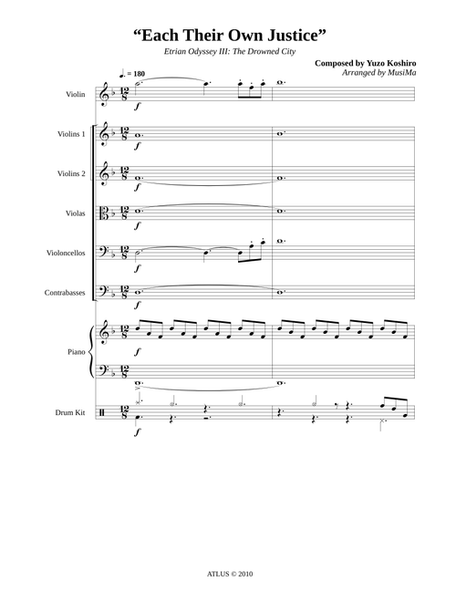Each Their Own Justice - Etrian Odyssey III: The Drowned City (Arranged for String Orchestra)