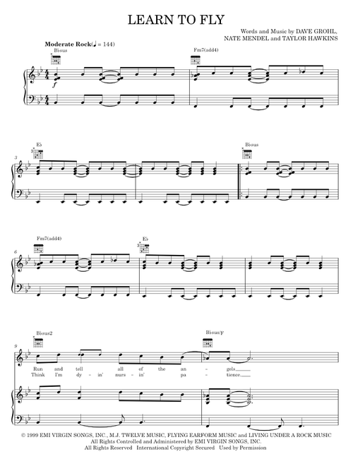 Learn to fly - Foo Fighters (Piano-Vocal-Guitar)