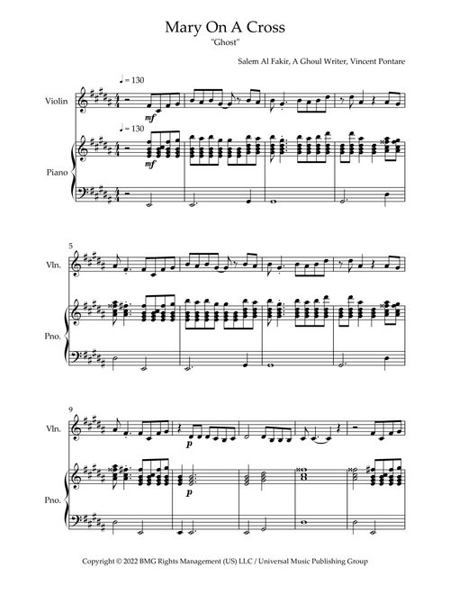 Mary On A Cross (Arr. Matheus Sampaio) - Ghost (Violin and Piano)