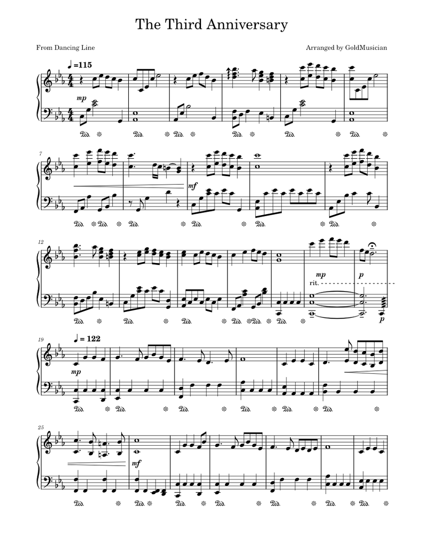 The Third Anniversary – Dancing Line Sheet Music for Piano