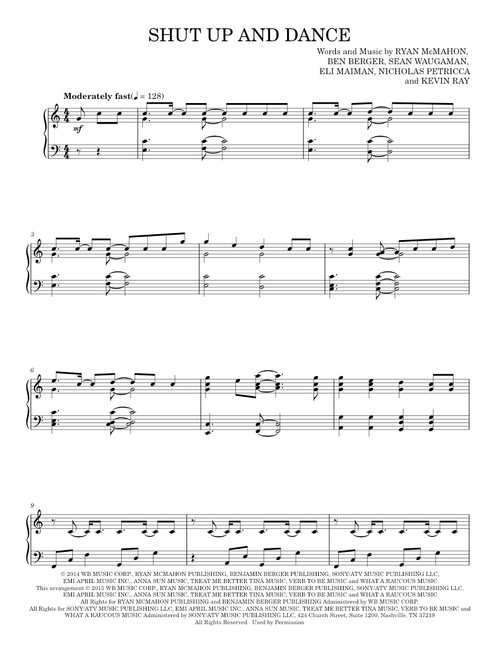 Shut up and dance - WALK THE MOON (Piano Solo) sheet music arranged by Hal Leonard